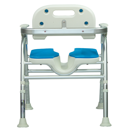  Silla Ducha de Aluminio Plegable con Respaldo y Ergonomía para Aseo Íntimo, Color Azul
