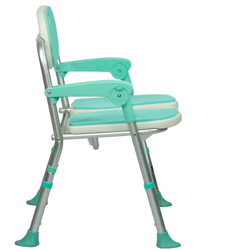  Silla Ducha de Aluminio Plegable con Respaldo y Ergonomía para Aseo Íntimo, Color Aqua