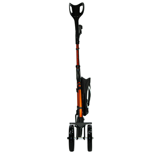  Muleta Híbrida Rodante Plegable de Aluminio con Sistema de Frenos, 3 Ruedas  de 8", Color Naranja Metálico