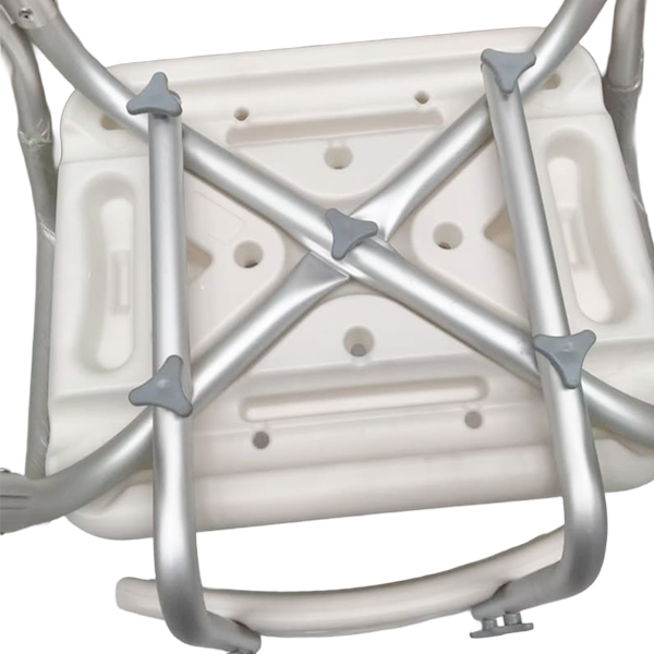  Banco para Ducha ReActiv de Aluminio con Respaldo y Brazos Desarmables, Blanco