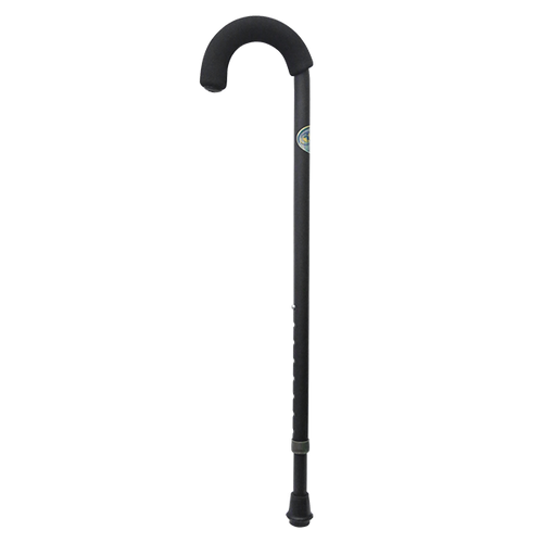 Bastón de Aluminio Esmaltado - Mango Curvo - Negro Mate Texturizado