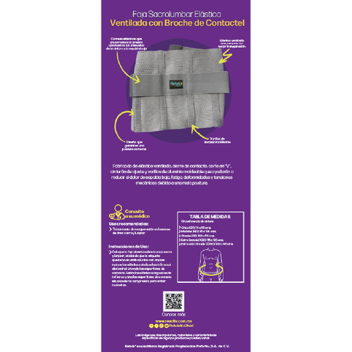  Faja Sacrolumbar Elástica Ventilada con Broche de Contactel , Gd