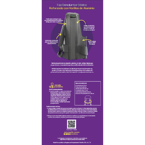  Faja Dorsolumbar Elástica Reforzada con Varillas de Aluminio , Xgd
