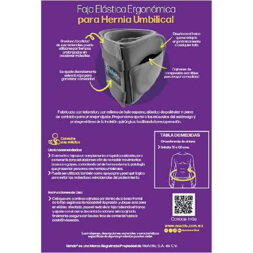  Faja Elástica Ergonómica para Hernia Umbilical , Unitalla