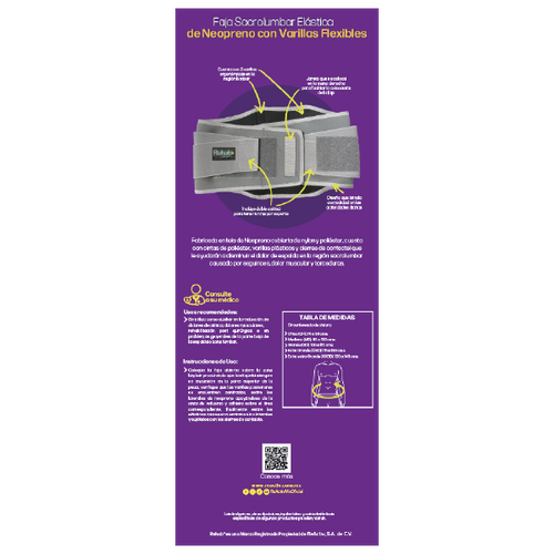  Faja Sacrolumbar Elástica de Neopreno con Varillas Flexibles , Md