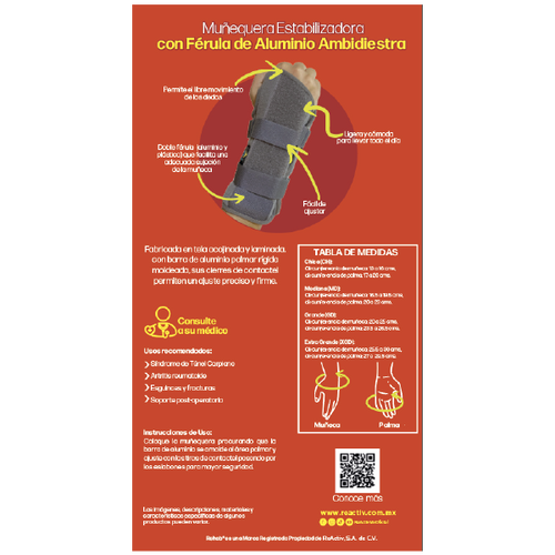  Muñequera Estabilizadora con Férula de Aluminio Ambidiestra , Gd