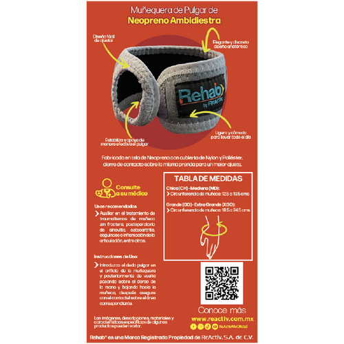  Muñequera de Pulgar de Neopreno Ambidiestra , Gd-Xgd