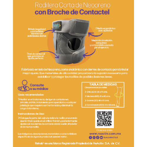  Rodillera Corta de Neopreno con Broche de Contactel , Gd