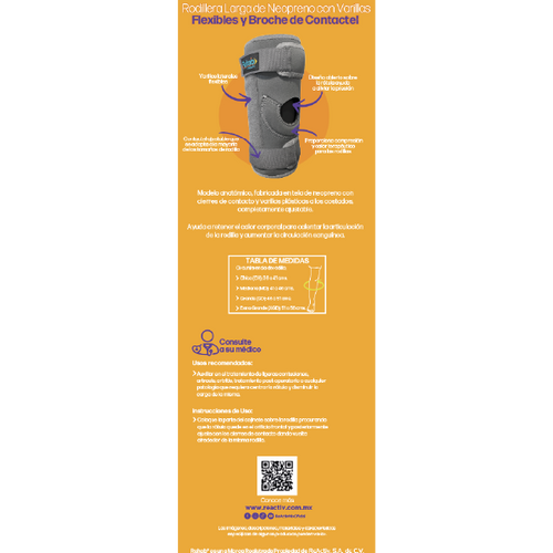  Rodillera Larga de Neopreno con Varillas Flexibles y Broche de Contactel , Xgd