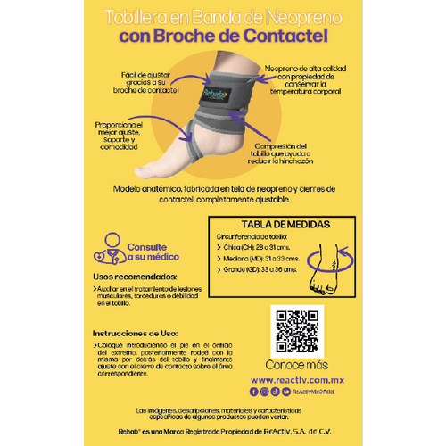  Tobillera en Banda de Neopreno con Broche de Contactel , Md