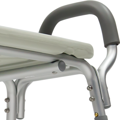 Banco Ducha Extra-Ancho de Aluminio con Respaldo y Descansabrazos Fijos - Gris