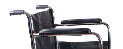 Silla de Ruedas con Brazos y Descansapies Fijos - Tapicería Vinyl - Cromada