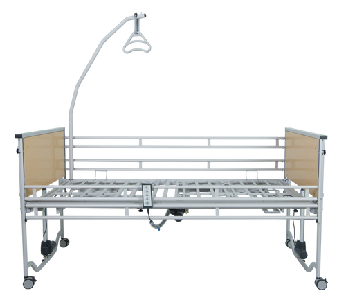 Cama Hospitalaria Eléctrica 5 Funciones c/Trendelemburg y Trendelenburg Inverso - Panel Rígido - Barandales y Trapecio