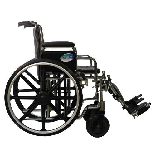 Silla de Ruedas MOVILI Extra-Ancha de 24 Pulgadas, Elevapiernas Desmontables, Cromada