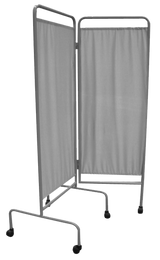 Biombo de 2 Hojas con Tela Gris y Rodajas de 2 pulgadas