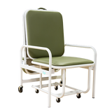 Silla Cama de Acero para Acompañante - Marfil con Tapicería Verde Olivo