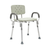 Banco Ducha Extra-Ancho de Aluminio con Respaldo y Descansabrazos Fijos - Gris