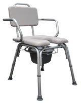 Silla Cómodo Ducha de Aluminio - Acojinado Tipo Herradura con Brazos Abatibles - Gris 