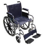 Silla de Ruedas con Brazos y Descansapies Desmontables - Tapicería Azul - Cromada