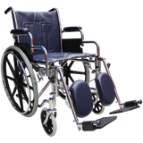 Silla de Ruedas con Brazos y Elevapiernas Desmontables - Tapicería Azul - Cromada