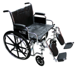 Silla de Ruedas con Brazos y Elevapiernas Desmontables Extra-Ancha de 24 pulgadas - Tapicería Negra - Cromada