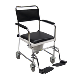 Silla Cómodo R2MIL Acero con Brazos y Descansapies Abatibles - Tapicería Negra - Cromada