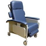 Sillón Reposet para Hemodiálisis Reclinable con Charolas Laterales - Tapicería Vinyl Azul
