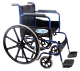 Silla de Ruedas Económica con Brazos y Descansapies Fijos - Rueda Mag - Azul