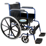 Silla de Ruedas Económica con Brazos y Descansapies Fijos - Neumática c/Rueda Mag - Azul