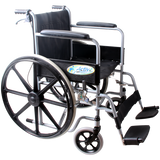 Silla de Ruedas con Brazos Fijos - Descansapies Abatibles y Desmontables - con Freno - Rueda Mag - Negra