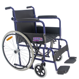 Silla de Ruedas Folding Compacta con Respaldo Plegable - Descansapies Desmontables y Brazos Fijos - Azul