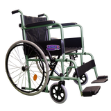 Silla de Ruedas Folding Compacta con Respaldo Plegable - Descansapies Desmontables y Brazos Fijos - Verde Menta