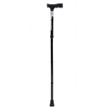 Bastón de Aluminio de 1 Apoyo Mango Alemán - Plegable - Negro