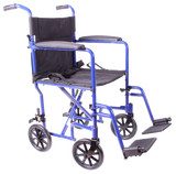 Silla de Ruedas de Aluminio Tipo Traslado - Tapicería Nylon - Azul