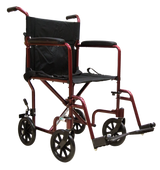 Silla de Ruedas de Aluminio Tipo Traslado - Tapicería Nylon - Tinto