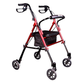 Andadera Rollator de Aluminio Ultra Compacta de Lujo - Roja