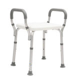 Banco para Ducha de Aluminio sin Respaldo y con Brazos Desarmables - Blanco