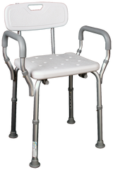 Banco para Ducha de Aluminio con Respaldo y Brazos Desarmables - Blanco