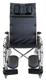 Silla de Ruedas Movili Reclinable 20" Cromada con Vinipiel Negra