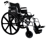 Silla de Ruedas R2MIL Forte de Acero Reforzada con Doble Cruceta - Descansapies y Descansabrazos Flip Up - 24 pulgadas - Plata