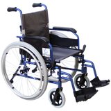 Silla de Ruedas R2MIL Forte de Aluminio - Brazos Flip Up y Descansapies Desmontables - Neumática - Azul