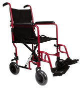 Silla de Ruedas R2MIL Forte de Traslado de Acero con Freno de Acompañante y Descansapies Desmontable - Color Rojo