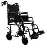 Silla de Ruedas R2MIL Forte de Traslado de Acero con Freno de Acompañante y Descansapies Desmontable - Color Negro