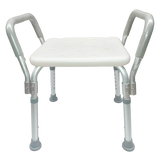 Banco para Ducha ReActiv de Aluminio sin Respaldo y con Brazos Desarmables, Blanco