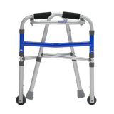 Andadera de Aluminio Infantil Plegable con Ruedas de 2 pulgadas - Azul