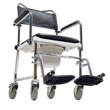Silla Cómodo R2MIL Acero con Brazos y Descansapies Abatibles - Tapicería Negra - Cromada