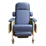 Sillón Reposet para Hemodiálisis Reclinable con Charolas Laterales - Tapicería Vinyl Azul