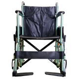 Silla de Ruedas Folding Compacta con Respaldo Plegable - Descansapies Desmontables y Brazos Fijos - Verde Menta