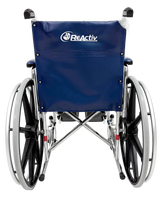 Silla de Ruedas Movili 18" Cromada con Elevapiernas y Vinipiel Azul