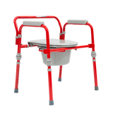 Cómodo de Acero de Lujo Plegable y Desarmable Ultra Compacto con Respaldo - Rojo